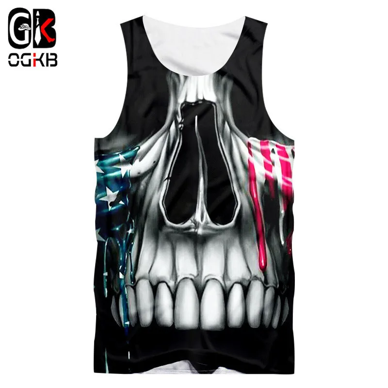 Майка OGKB унисекс летняя майка с 3D принтом черепа жилет для женщин/мужчин хип хоп