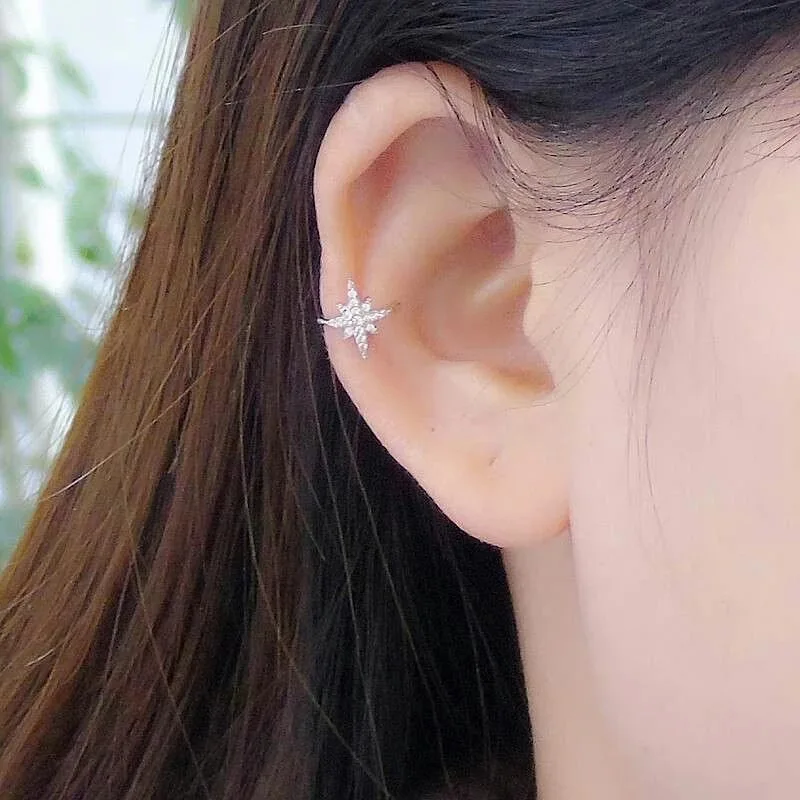 Серьги-Клипсы из стерлингового серебра s925 пробы с цирконом в форме сердца