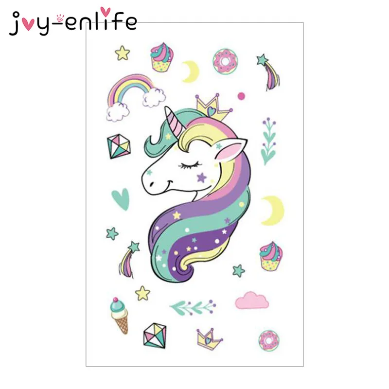 JOY ENLIFE 3 шт. Rocooart мультфильм Единорог татуировки Дети татуаж временное искусство