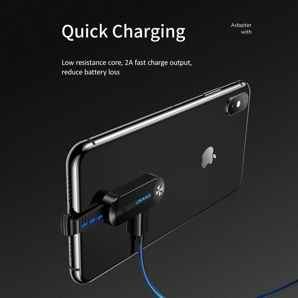 USAMS двойной адаптер для Lightning 2 в 1 аудио Зарядка iPhone X XS 7 8 + 3 5 мм 2A зарядка OTG