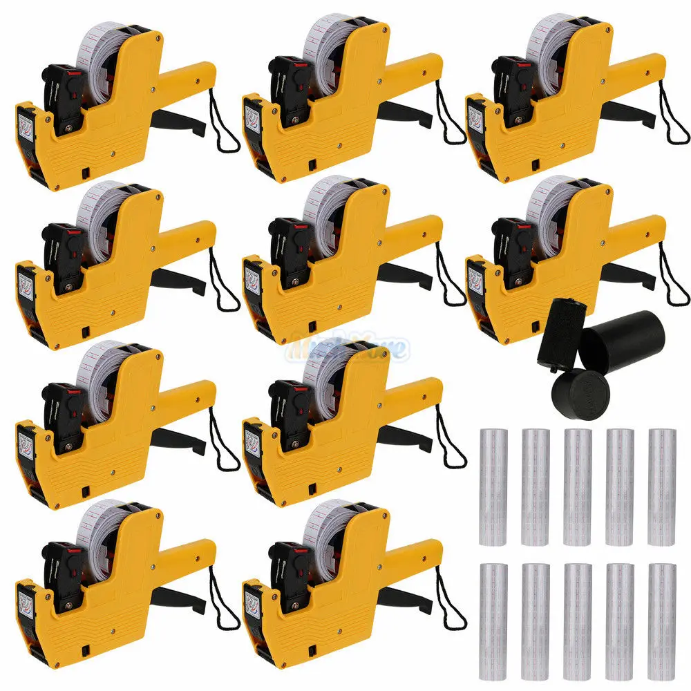 

[ Fly Eagle ] Tag Mark Sticker For MX-5500 Tag Gun Labeller Price Sticker 10 Rolls 5000 White w/ Red lines labels + 10x Ink