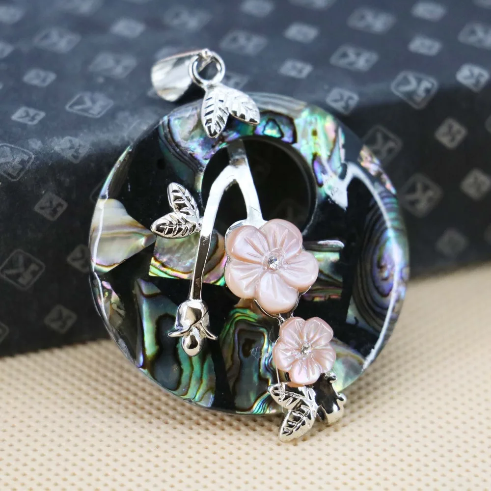 Подвески из натуральных раковины абалона ракушек 40 мм бусины с вышивкой в виде