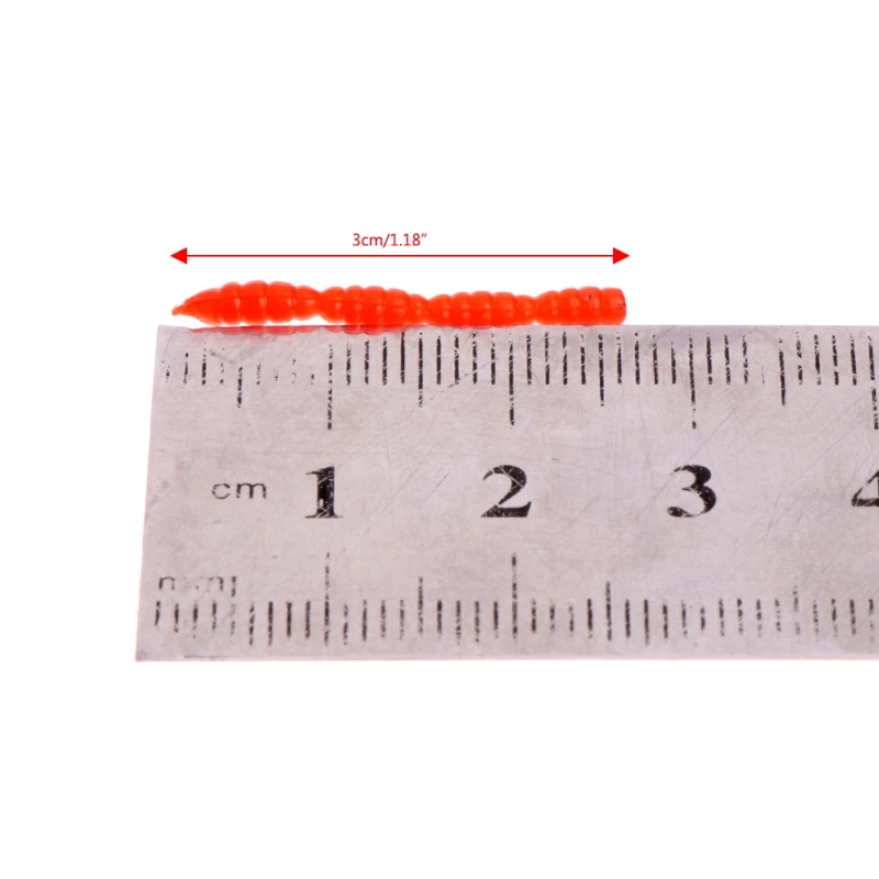 200 шт. запах Красный Поддельные Червячные приманки 3 см мягкие для ловли карпа