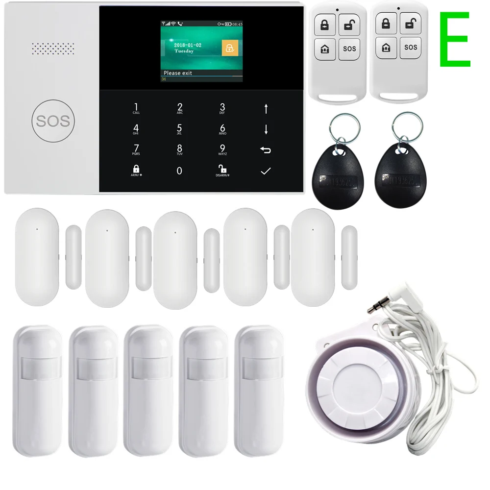 Слоновая кость 2,4 дюймовый TFT экран wifi GSM SIM SMS RFID карта приложение дистанционное управление беспроводная домашняя охранная сигнализация с Пожарный Извещатель - Цвет: Слоновая кость
