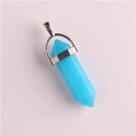 Blue Jade 50 шт./лот, ассорти, клубника, кварцевый и из натурального камня, подвески, подвески, шестиугольные, заостренные, целебные рейки, 7 маятник с чакрами - Окраска металла: Blue Jade