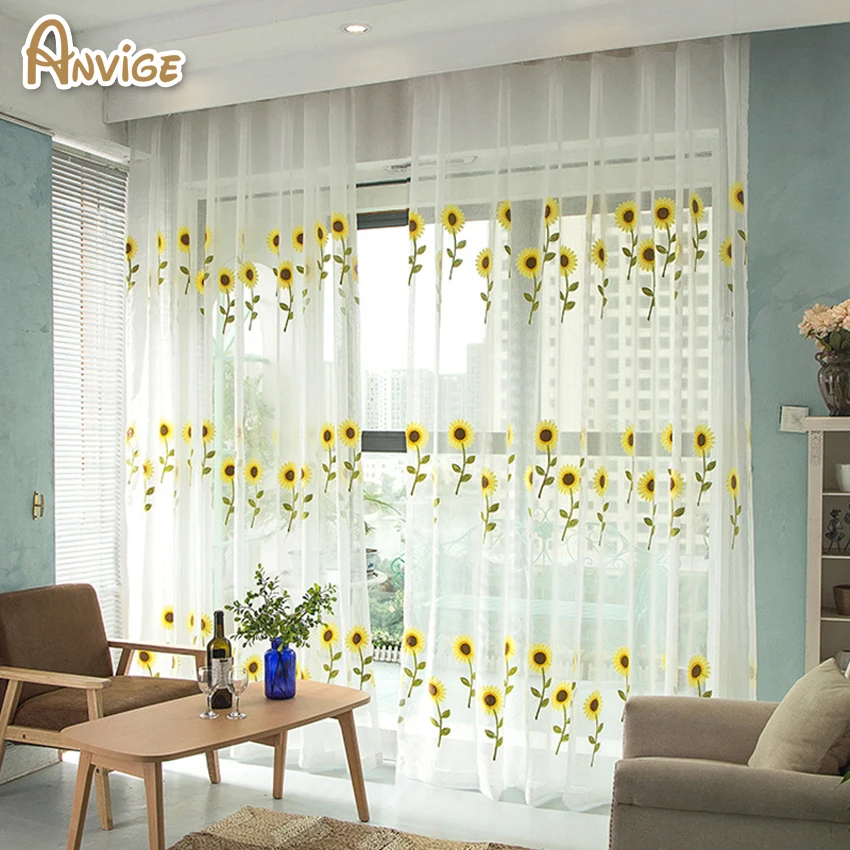 ANVIGE Modern Style Cotton/Linen Window Screening Sheer Curtains Tulle Living Room Voile Curtain Drapes | Дом и сад