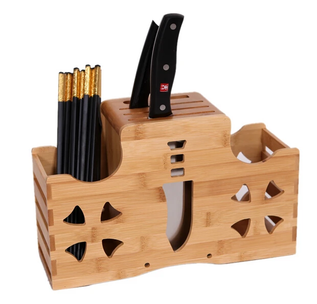 Big Size Nature Bamboo Knife Blocks Super Function Double Storage Holder Chopping Board Free Shipping | Дом и сад