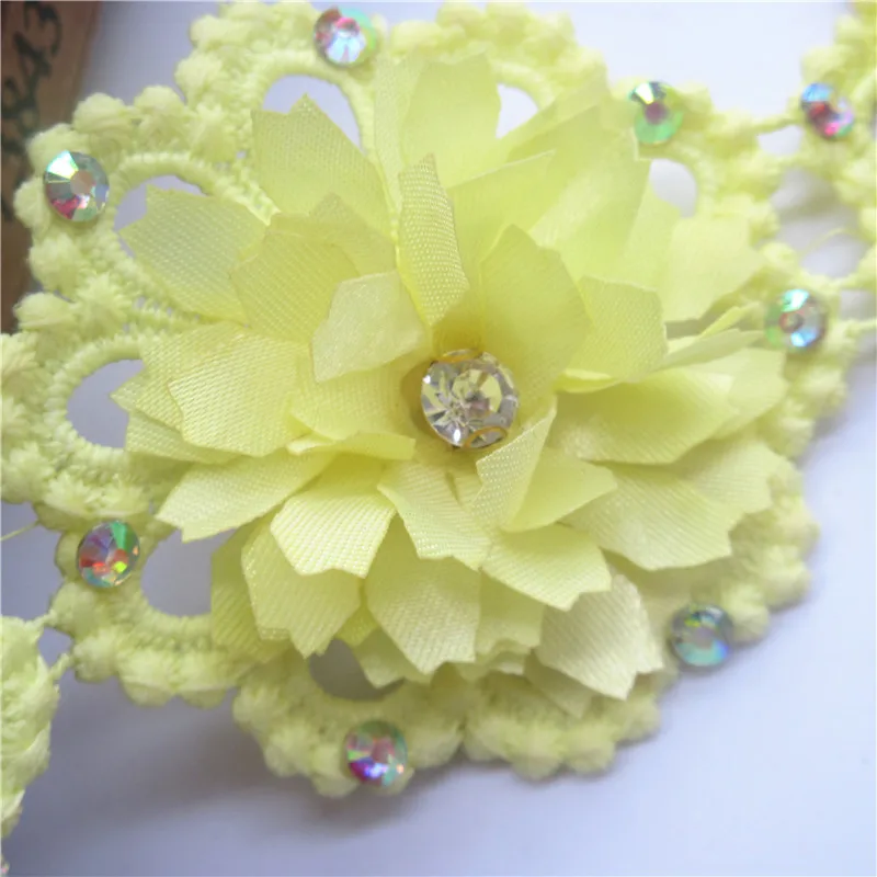 20X 6.5CM Cotton Chiffon Diamond Flowers Embroidered Lace Trim Ribbon Fabric Sewing Craft For Costume Wedding Dress Decoration | Дом и сад