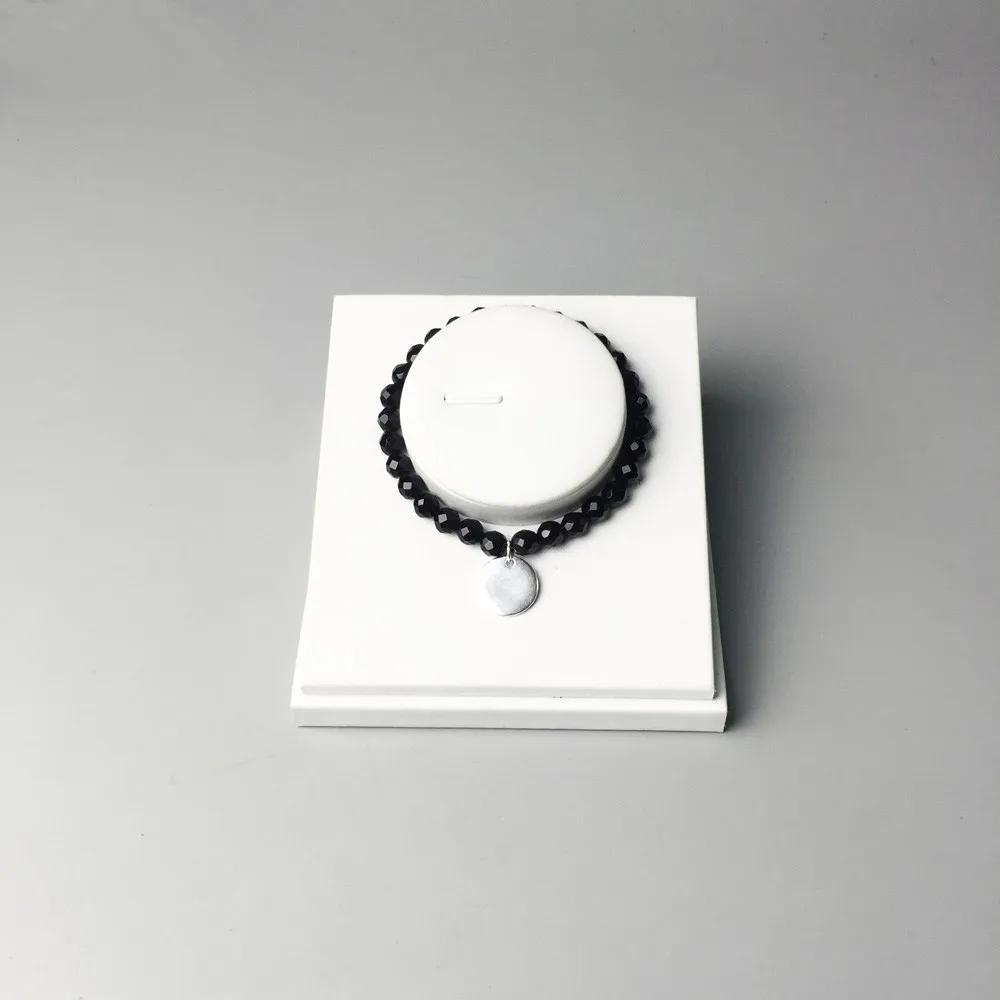 6mm Black Facet Onyx Beads Bracelets with 925 Sterling Silver Round Disk 2018 Fashion DIY Bracelet Jewelry Gift For Women Men | Украшения и