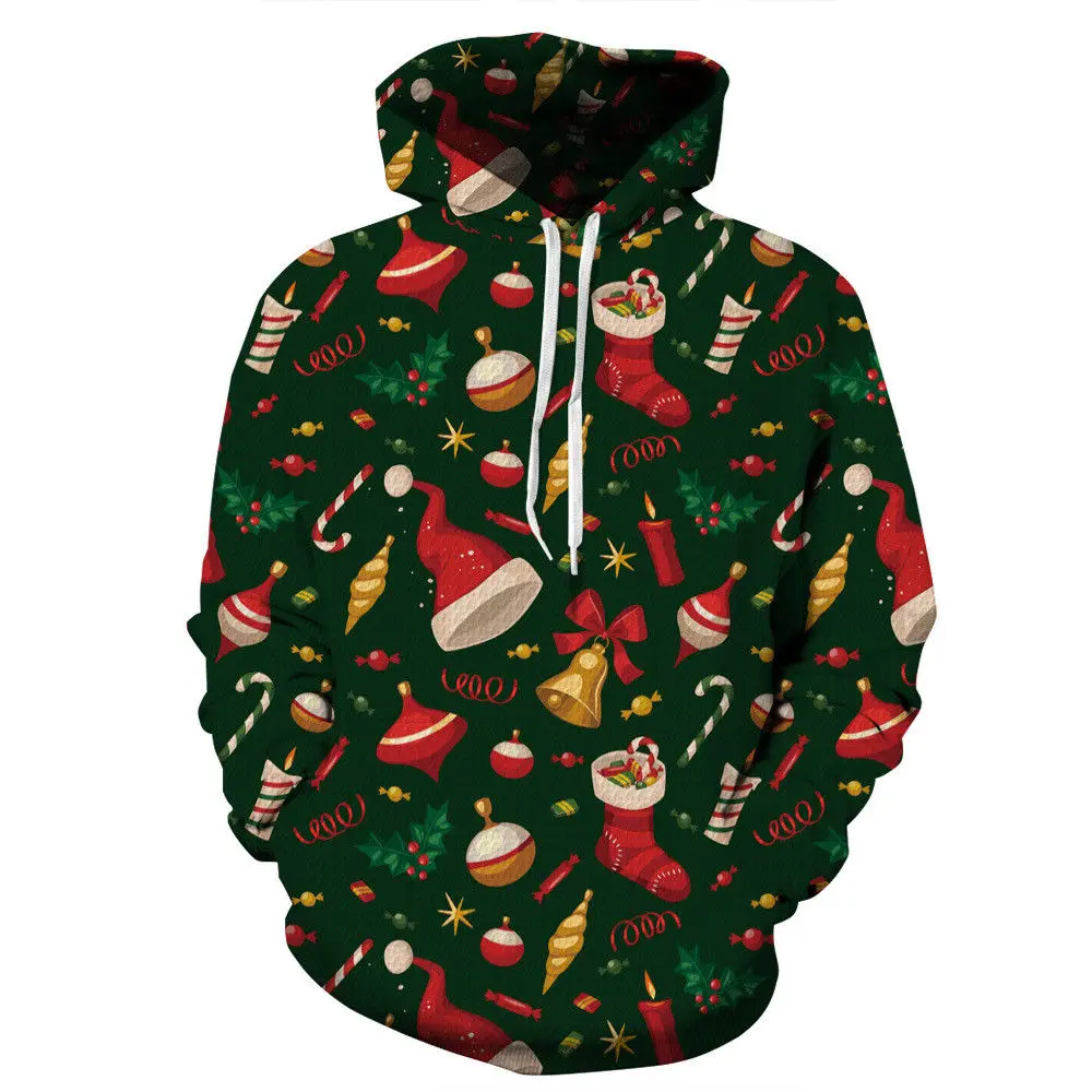 

Chirstmas New Men 3D Sweatshirt Hoodies Christmas Tree Printed Casual Loose Long Sleeve Hooded Hoodies Pullovers Jacket