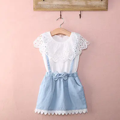 2018 Girls Dress Summer Girl Flower Baby Sleeveless Dresses Children Denim Kids Party Princess Clothes | Детская одежда и обувь