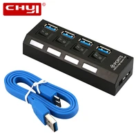 chyi 4 in 1 usb 3 0 hub usb a micro b to 4 port usb 3 0 with onoff switch led indicator dc 5v power supply 5gbps for pc laptop