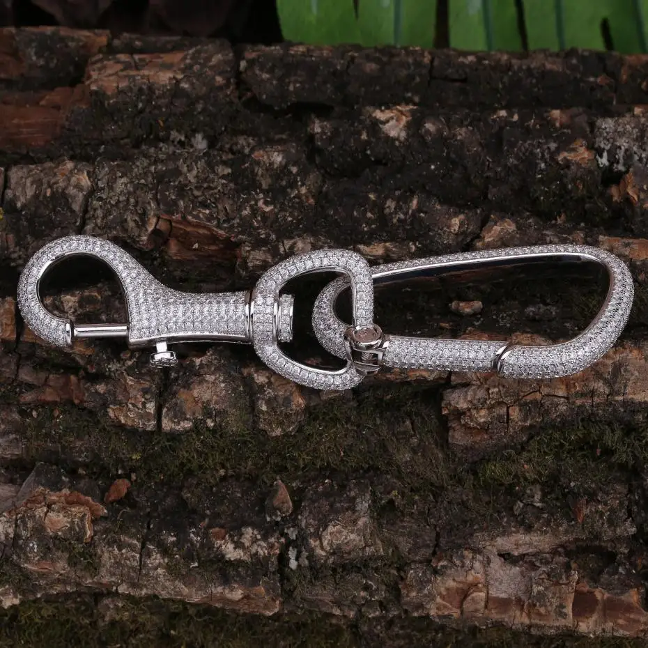 Брелок для ключей мужской медь под серебро и золото в стиле хип хоп с кубическим