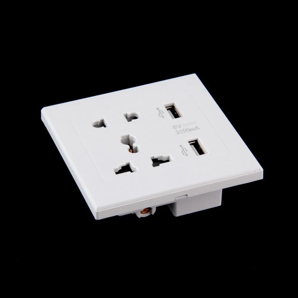 Двойной USB Порты и разъёмы 5V 2100MA Электрический настенный Зарядное устройство Порты и разъёмы док-разъем Мощность розетки электричество AC Мощность Панель пластина