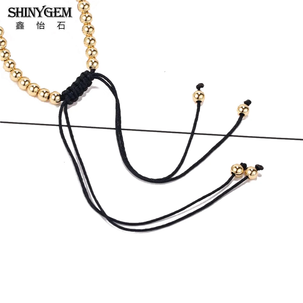Золотой браслет-Шарм SHINYGEM, милый очаровательный браслет для влюбленных, прозрачный кубический циркон, регулируемый браслет, черный кожаный плетеный браслет для женщин