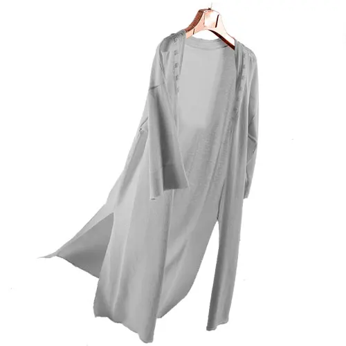 Gray Женский летний вязаный кардиган, Feminino, свободные накидки, длинный кардиган, Дамское пончо, Sueter Mujer, женский, Kardigany Damskie GAREMAY - Цвет: Gray