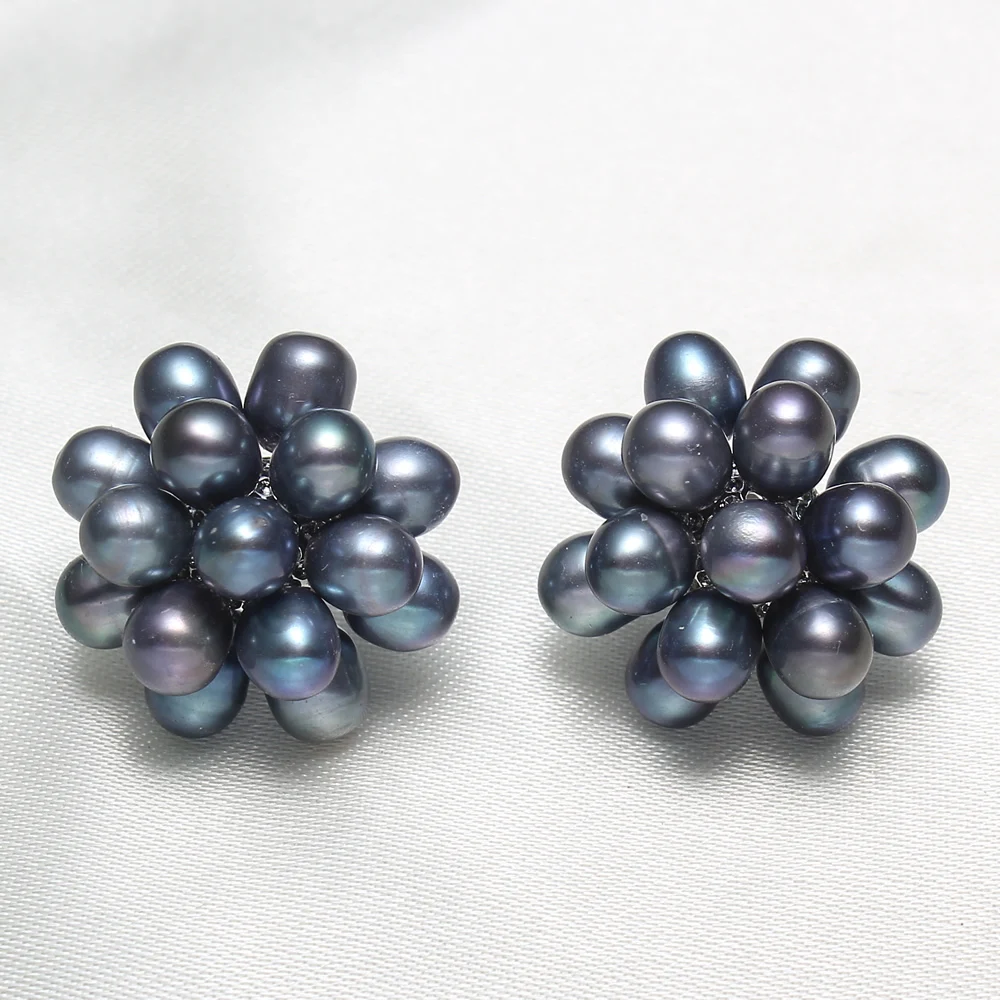 YYW 1 пара Новинка хит натуральный пресноводный жемчуг серьги гвоздики цветок