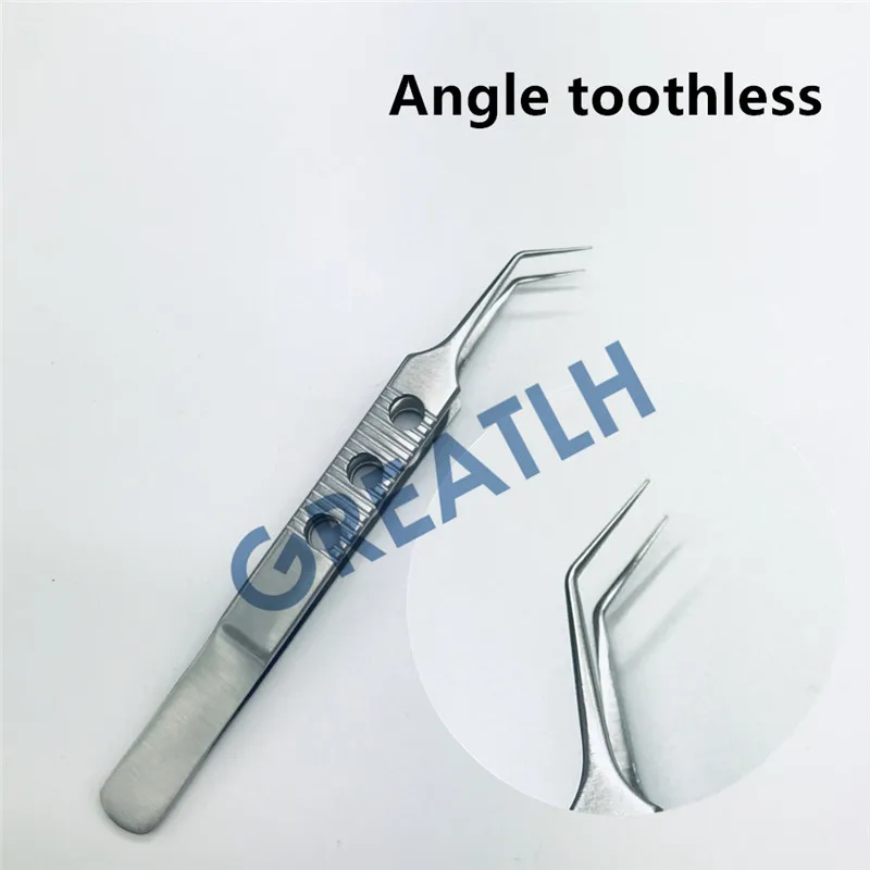 Angle Toothless 1 шт. 11 см микрос из нержавеющей стали ласточковый Пинцет платформы офтальмологический микрос щипцы - Цвет: Angle Toothless