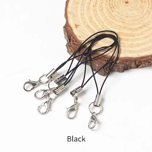 Black 100 шт цветные двойные круглые застежки-карабины, ремешок, шнур для сотового телефона, мобильные ремни, рукоделие, подвеска, материалы ручной работы - Цвет: Black