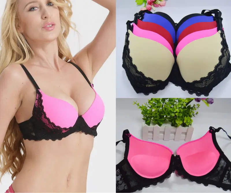 Для женщин сексуальный бюстгальтер на косточках Мягкий пуш-ап вышивка кружево