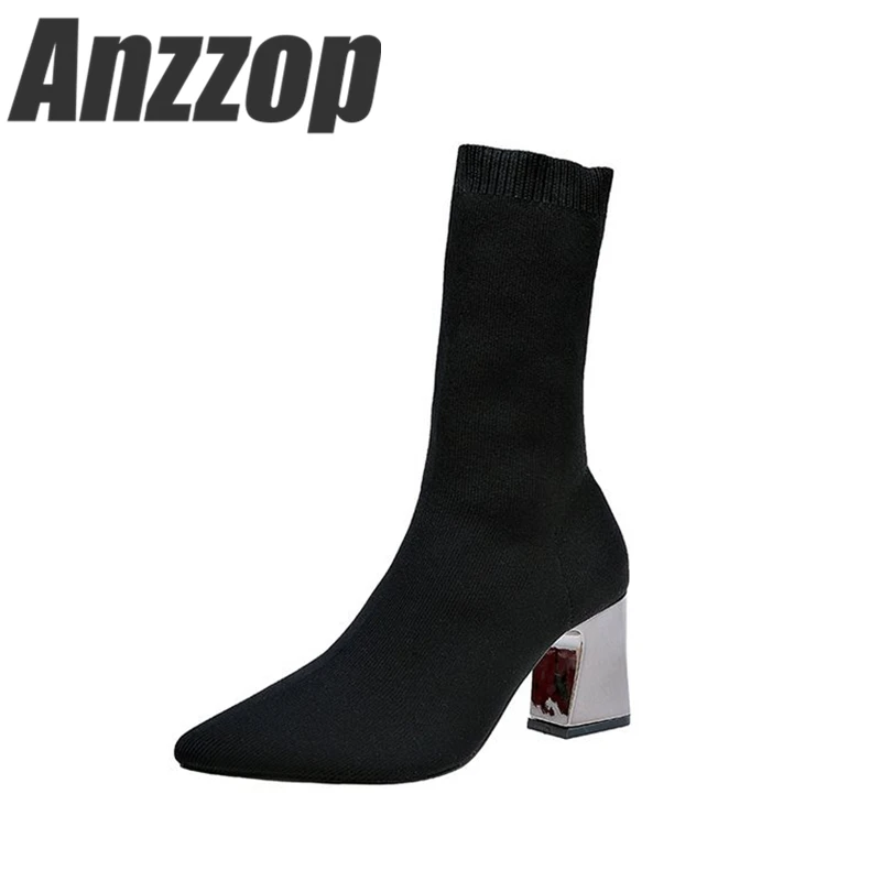 Женская обувь мотоциклетные ботинки в стиле наездника Для женщин сапоги Вязание