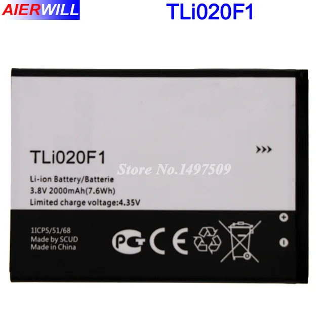 TLi020F1 Батарея для Alcatel PIXI 4 5045D / Pop 2 5042D C7 7040 7040D TCL J720 J720T J726T 2000 мАч мА/ч. Аккумулятор