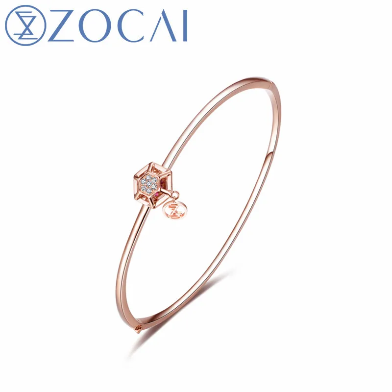 

ZOCAI New Design Diamond Bracelet Real Certificated Diamond 0.05 CT Ruby 0.05 CT 18K Rose Gold (AU750) Party Bracelet JBZ90049T