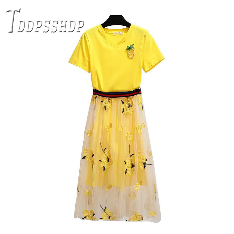 Женские комплекты 2019 года французская фея длинная футболка и юбка женские |