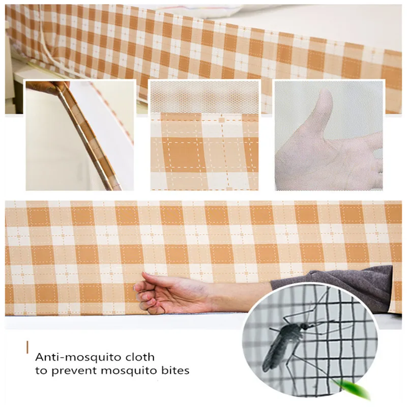 

Installation-free Mosquito Curtain Dome Zipper Bed Netting Tent Coffee Blue Mongolian Yurt Mosquito Net Three-door Bed Canopy