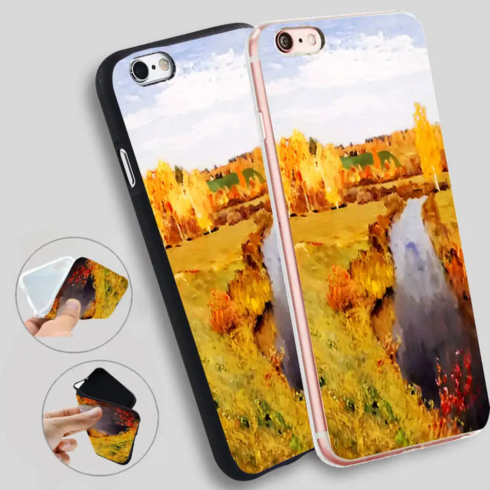 Защитный чехол Isaak Iliich Levitan золотой осенний Мягкий силиконовый для телефона iPhone X