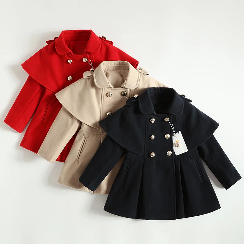 Immdos детей зимнее шерстяное пальто для девочки дети с лацканами теплая верхняя