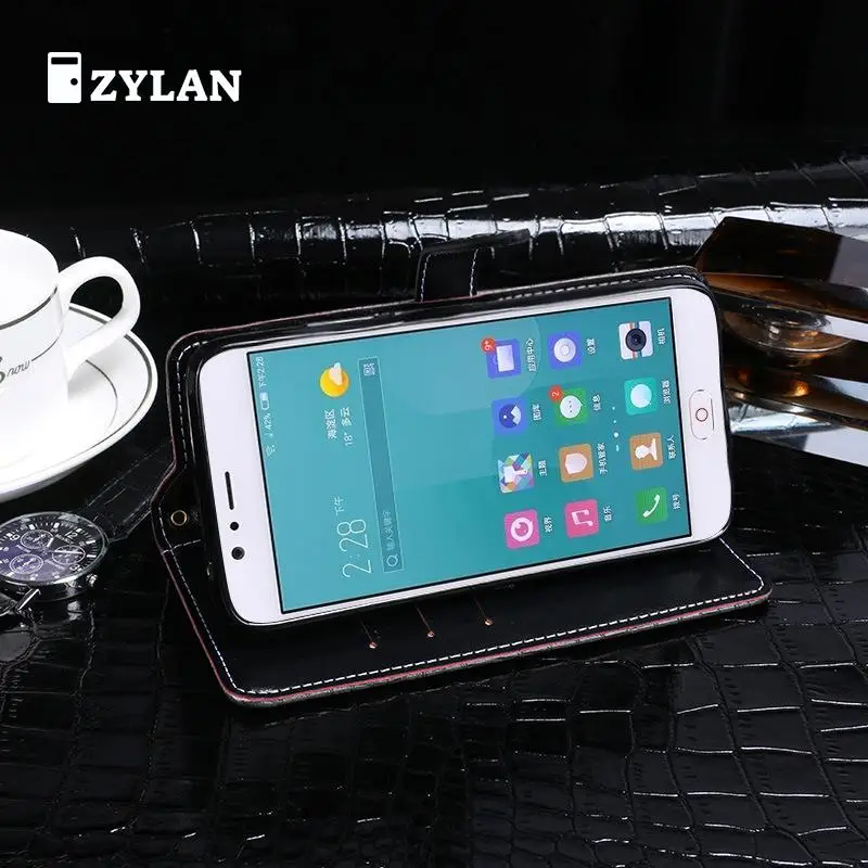 Кожаный чехол с откидной крышкой для ZTE Nubia M2 Lite черный коричневый и бесплатный