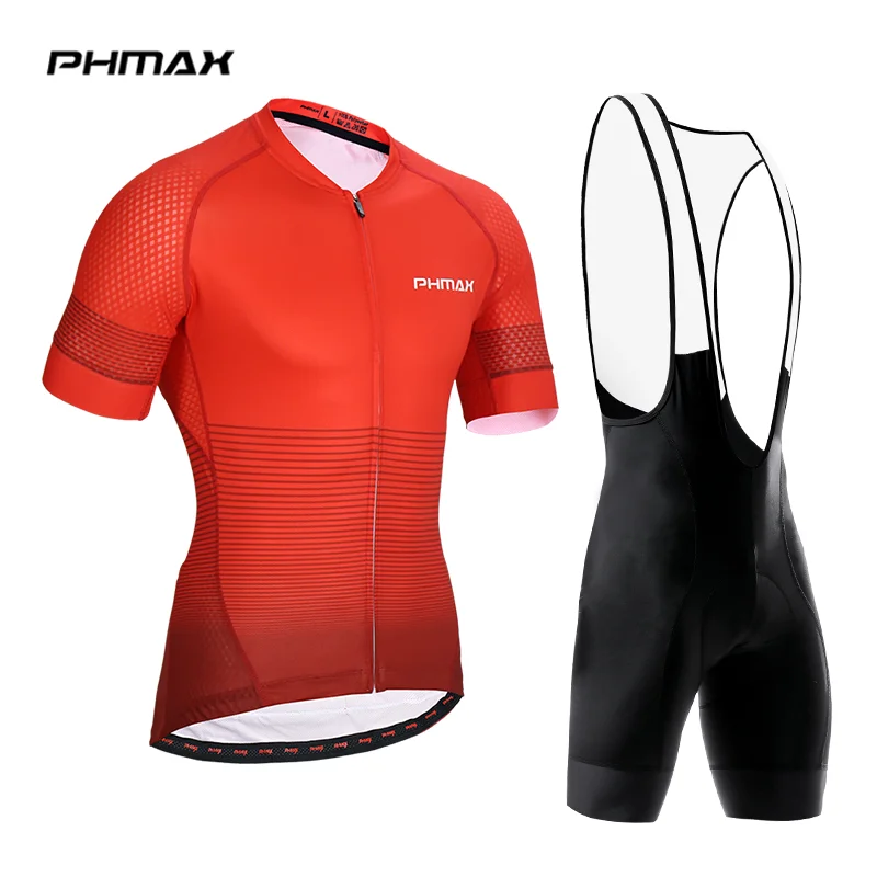 PHMAX с короткими рукавами, комплект для велоспорта, быстросохнущая MTB велосипедная одежда, летние велосипедные шорты, комплект велосипедной одежды для мужчин - Цвет: Bib Cycling Set
