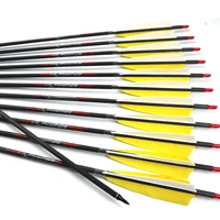 612ps 31inches id6 2mm with 4 real turkey feather carbon arrow spine 300 340 400 500 600 700 800 carbon arrows for hunting