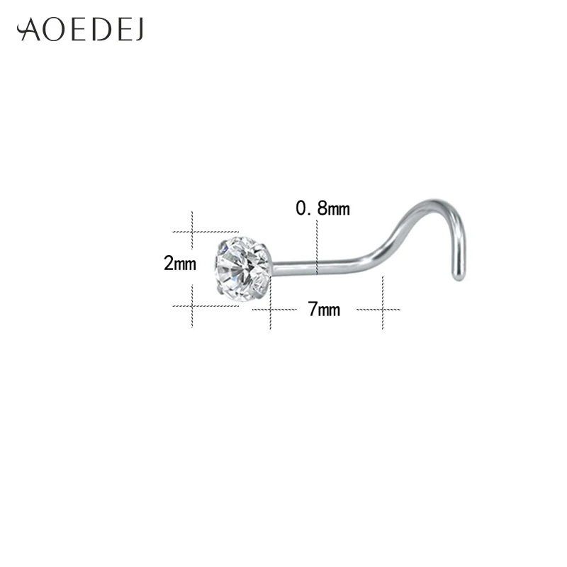 AOEDEJ 10 Pcs 1 Lot 20g Nose Rings& Studs Round Crystal Nose Rings Piercing Body Jewelry L-shape Nose Stud Cubic Zircon Nostril