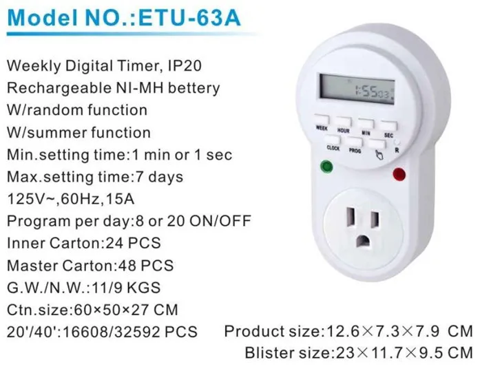 

3Pcs American standard 2018 new hot-selling intelligent time power socket timer switch