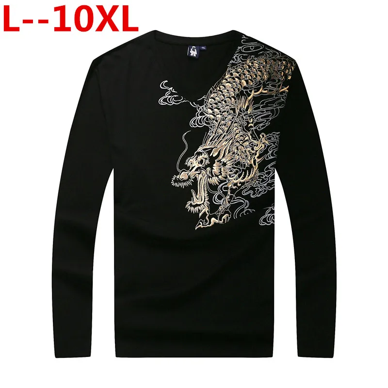 Футболка с длинным рукавом 10XL 8XL новинка Мужская 3d футболка 2018 осенняя хлопковая