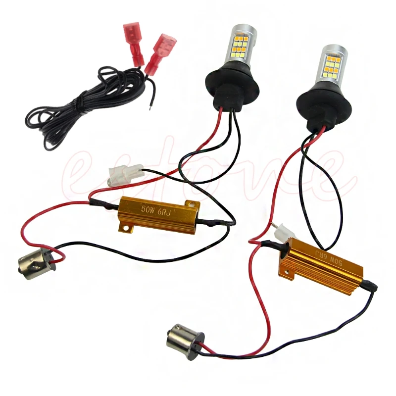 1 пара BAU15S 42 светодиодный 2835 SMD 50 Вт и 2 шт./компл. T20 7440 двухцветный переключаемый