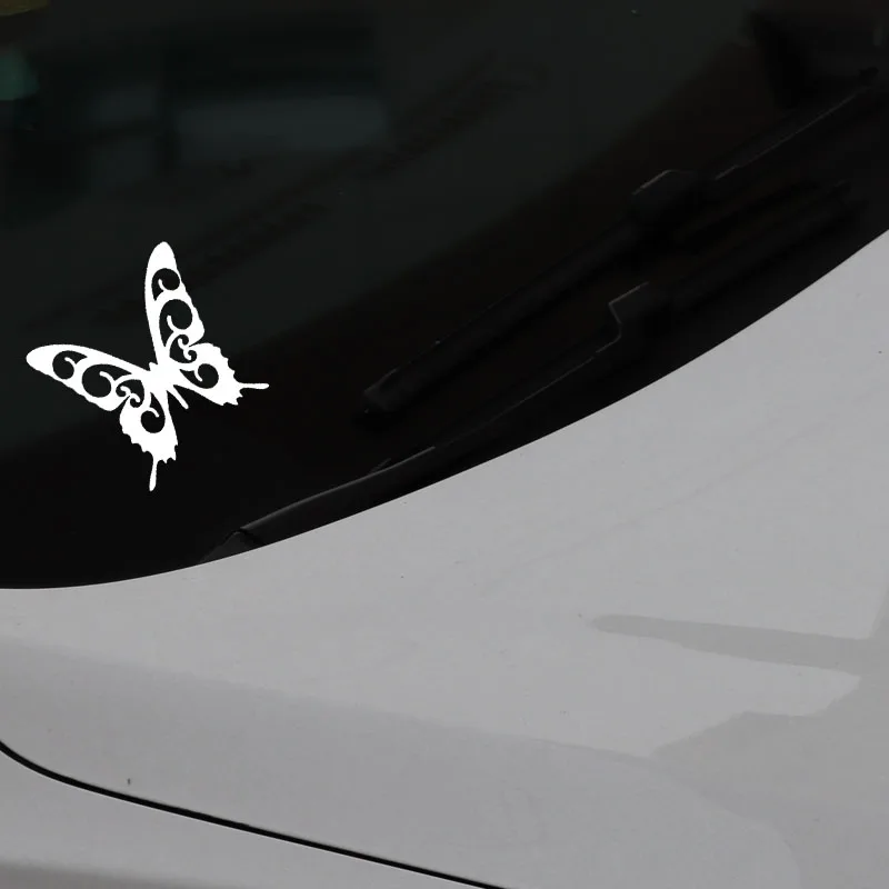 

YJZT 14.8CM*14.9CM Car Sticker Beauty Butterfly Decal Vinyl Decor Black/Silver C24-0275