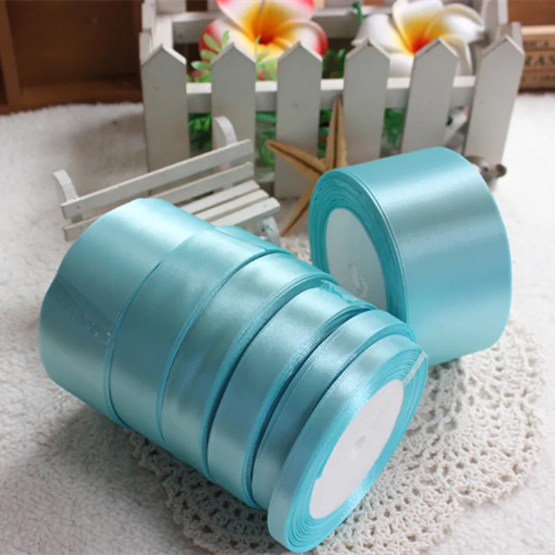 25 ярдов светло-голубая шелковая атласная лента для свадебной вечеринки