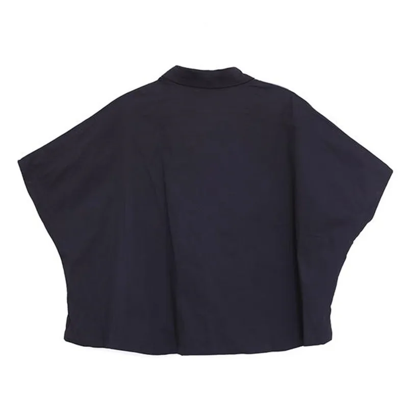 BUYKUD/2018 летняя хлопковая свободная Черная Женская соединенная блуза на молнии с