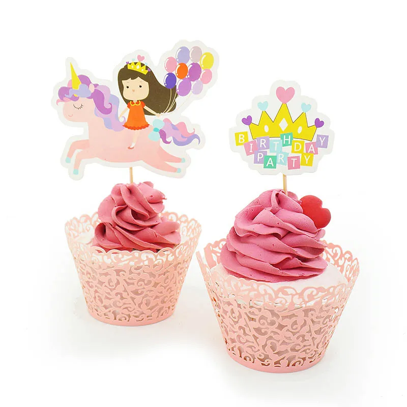 Творческий кекс топперы мультфильм динозавра Фламинго животных Baby Shower с днем