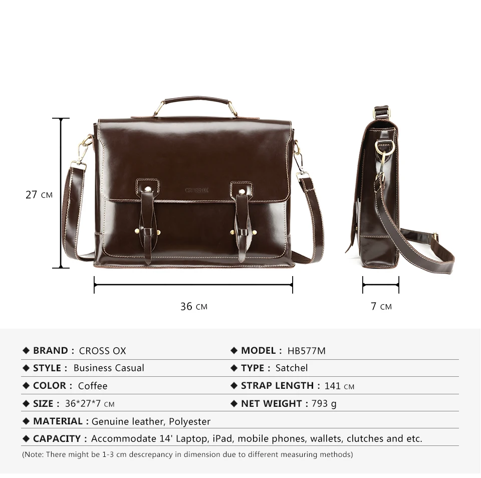 CROSS OX Новое поступление Для мужчин сумки Пояса из натуральной кожи Портфели