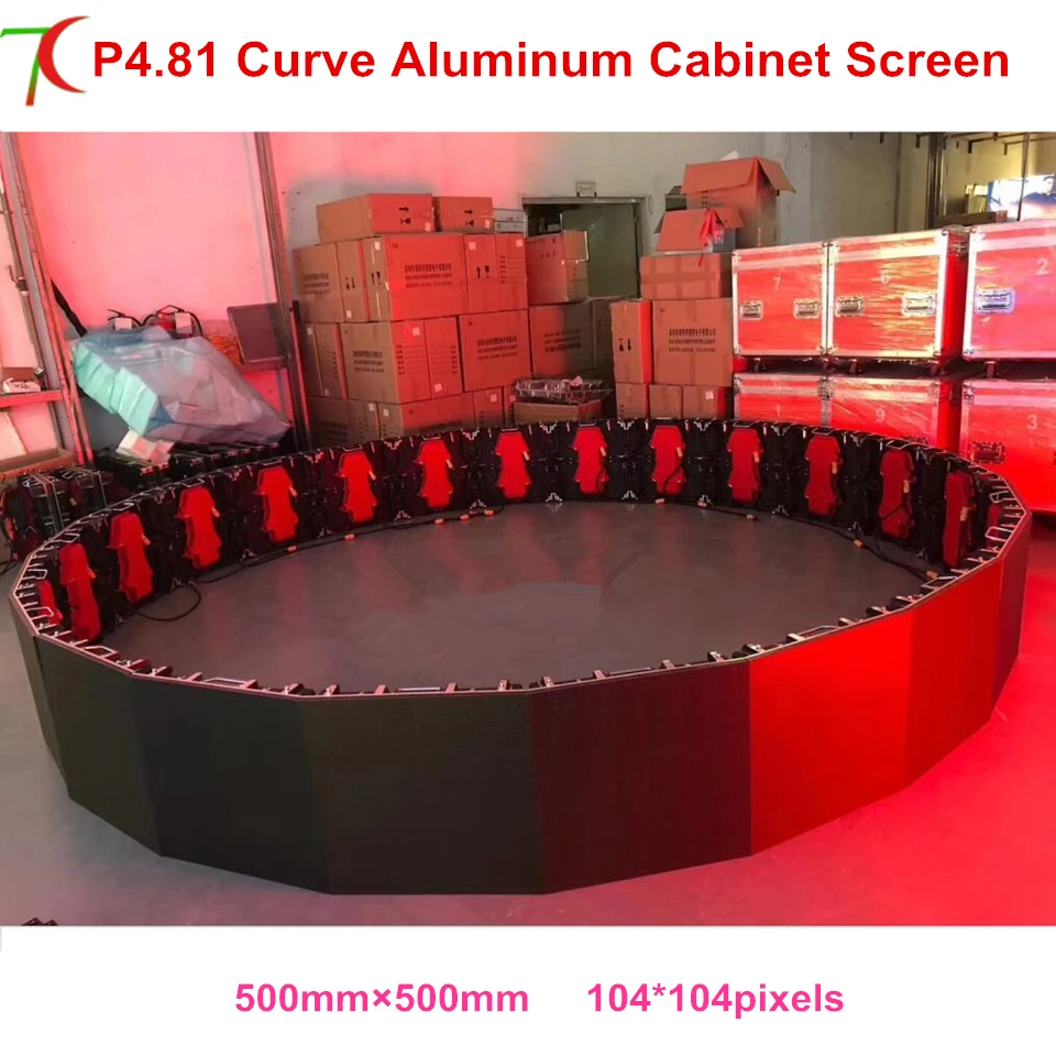 

China factory sales curve led screen P4.81 indoor 500*500mm die-casting aluminum rental cabinet led display