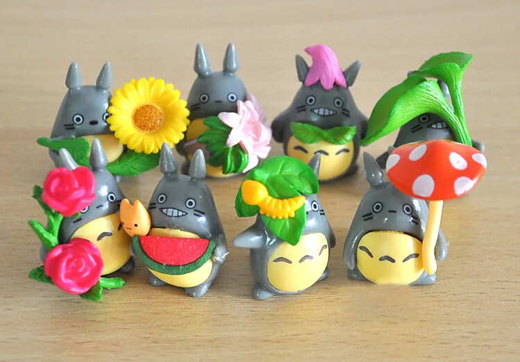 8 шт./лот 4 см Totoro мультяшная серия мини виниловая кукла ландшафтное растение |