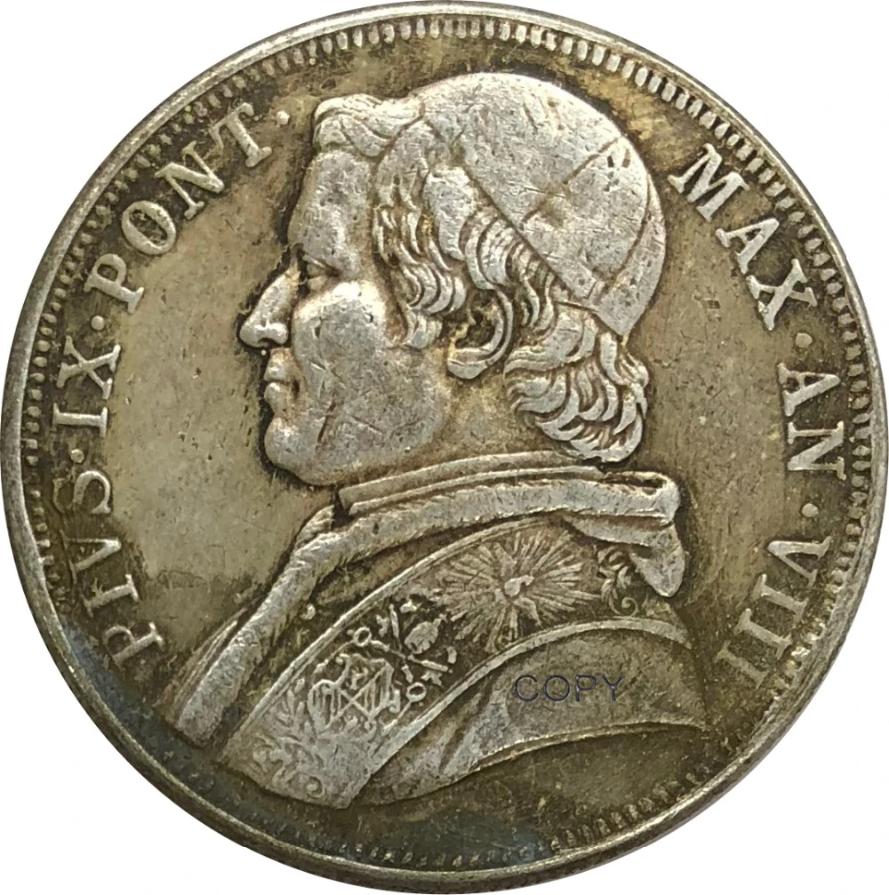 

1853 итальянская копировальная монета 1 Scudo Cupronickel