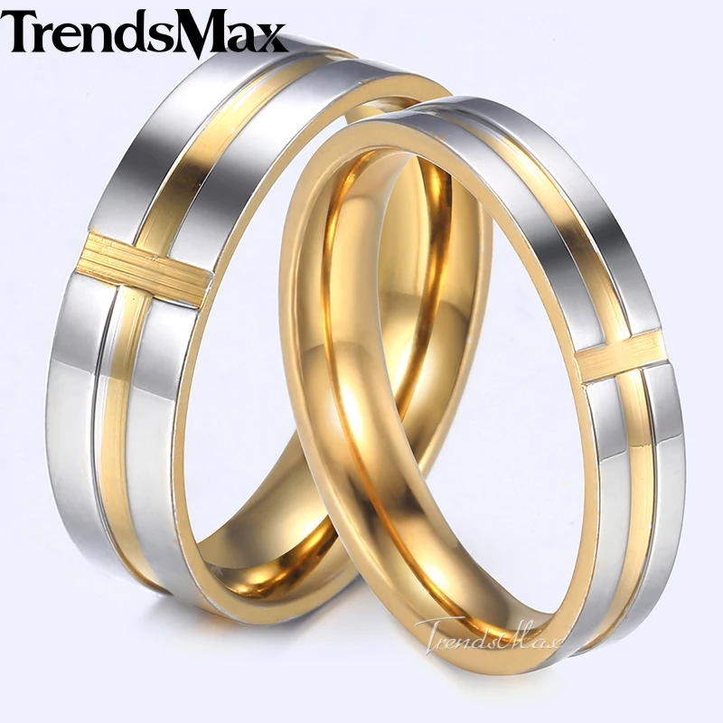 Модные парные кольца Trendsmax черные синие золотые с крестом обручальное кольцо из