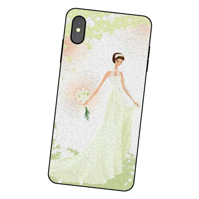 N462 свадебное платье девушка черный силиконовый чехол для Apple iPhone 11 Pro XR XS Max X 8 7 6 6S
