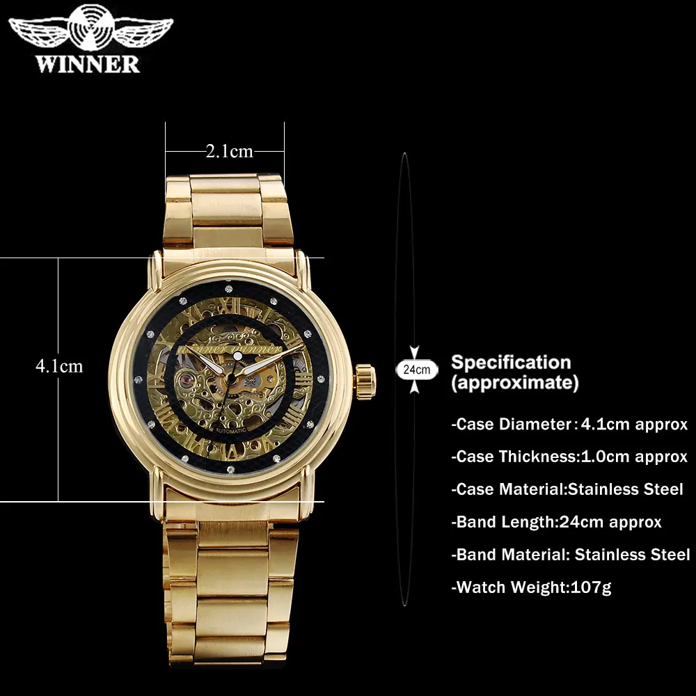 Часы наручные WINNER Мужские автоматические модные роскошные механические