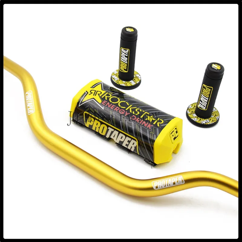 gold Конические барные накладки 1-1/" Dirt Bike MotorCross Fat Bar MX алюминиевый гоночный руль металлический Mulisha пакет ручки ДЛЯ CRF KLX - Цвет: gold